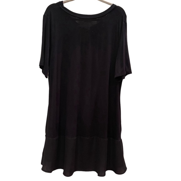 LOGO by Lori Goldstein Short Sleeve Knit Top With Chiffon Trim. Black. 2X - Picture 5 of 13
